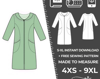 2043 Women's Dress Sewing Pattern PDF - S,M,L,XL / Custom Size - Elegant Wedding, Office, Summer Dress, Simple Guide, Plus Sizes Petite-Tall