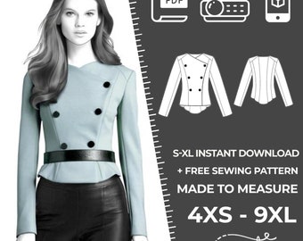4190 Jacket Sewing Pattern PDF - S-M-L-XL or Made to Measure Sewing Pattern PDF Download Royalty Free for Personal, Commercial Use