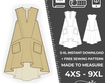 2463 Women's Dress Sewing Pattern PDF - S,M,L,XL / Custom Size - Elegant Wedding, Office, Summer Dress, Simple Guide, Plus Sizes Petite-Tall