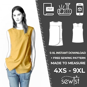 2530 Top Sewing Pattern PDF - S-M-L-XL or Made to Measure Sewing Pattern PDF Download Royalty Free for Personal, Commercial Use