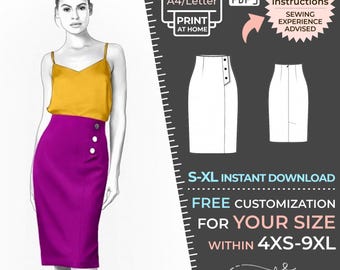 Patrón de costura para falda 2452 - S-M-L-XL o a medida Descarga en PDF