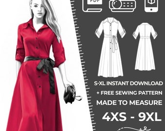 Lekala 4532 - Robe Patron de Couture PDF a Téléchargér, Modification Sur Mesure Gratuite Royalty Free à Usage Personnel ou Commercial