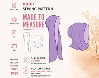 Hood Scarf Sewing Pattern PDF · Long Tie Balaclava Hood · S–XL + Custom Size