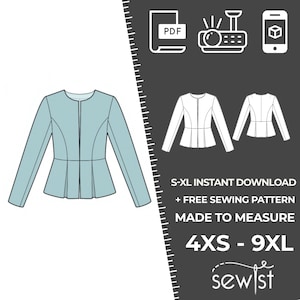 2034 Jacket Sewing Pattern PDF Download S-M-L-XL or Free Made - Etsy