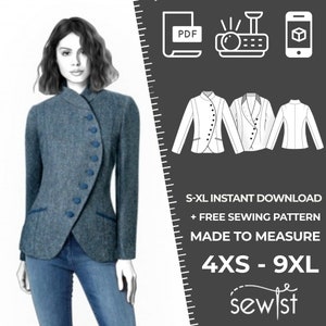 4795 PDF Jacket Sewing Pattern - S-M-L-XL or Made to Measure Sewing Pattern PDF Download