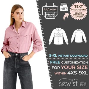 2777 Blouse with decorative yoke - PDF Blouse Sewing Pattern - S-M-L-XL or Made to Measure Sewing Pattern PDF Download