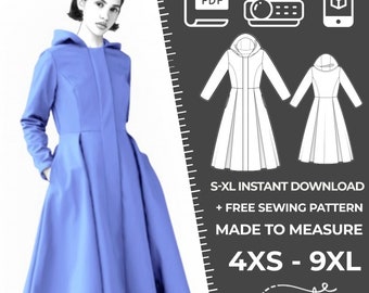 2502 PDF Raincoat Sewing Pattern - S-M-L-XL or Made to Measure Sewing Pattern PDF Download