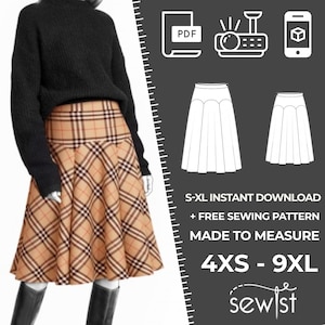 2066 Skirt - S-M-L-XL or Made to Measure Sewing Pattern PDF Download