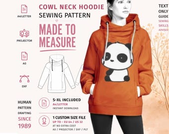 Naaipatroon PDF voor hoodie met colkraag · Sweatshirt met capuchon en trekkoord · S–XL + Maat op maat