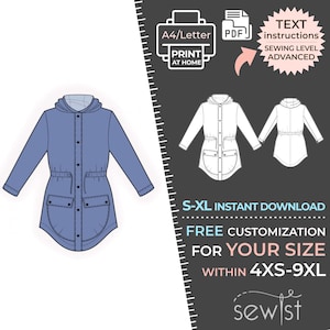 2110 PDF Denim Jacket Sewing Pattern - S-M-L-XL or Made to Measure Sewing Pattern PDF Download