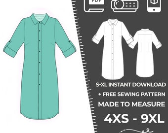 2317 Women's Dress Sewing Pattern PDF - S,M,L,XL / Custom Size - Elegant Wedding, Office, Summer Party, Simple Guide, Plus Sizes Petite-Tall