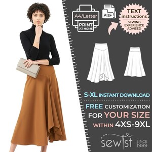 4186 PDF Skirt Sewing Pattern - S-M-L-XL or Made to Measure Sewing Pattern PDF Download