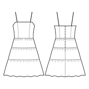 Tiered Bustier Summer Dress, Women Dress Sewing Pattern, Sizes 4XS-9XL