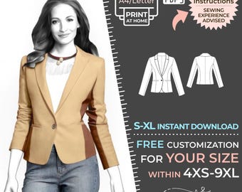 4162 PDF Jacket Sewing Pattern - S-M-L-XL or Made to Measure Sewing Pattern PDF Download Royalty Free for Personal, Commercial Use