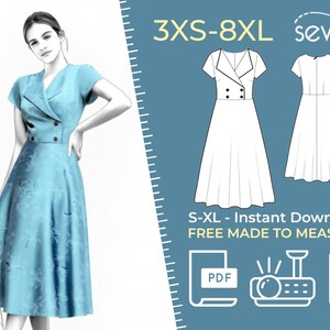 2144 Women's Dress Sewing Pattern PDF SMLXL / Custom - Etsy