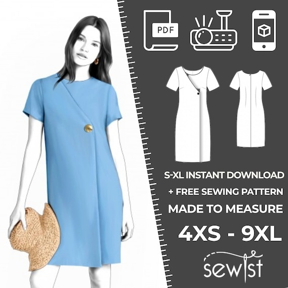 2561 Women's Dress Sewing Pattern PDF S,M,L,XL / Custom Size Elegant  Wedding, Office, Summer Dress, Simple Guide, Plus Sizes Petite-tall 
