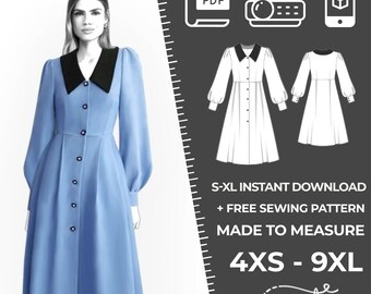 2655 Patron de couture de robe femme PDF - S, M, L, XL / Taille personnalisée - Mariage élégant, bureau, robe d'été, guide simple, grandes tailles Petite-Tall