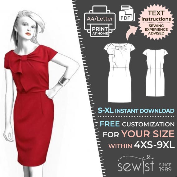 4361 Women's Dress Sewing Pattern PDF - S,M,L,XL / Custom