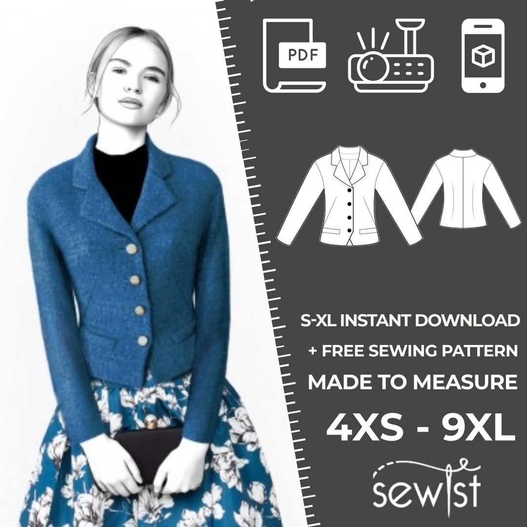 2070 Jacket Sewing Pattern PDF S-M-L-XL or Made to Measure Sewing ...