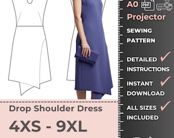 Damenkleid Schnittmuster, Größen 4XS-9XL, Sofortdownload – PDF Schnittmuster A4/Letter, A0, Projector