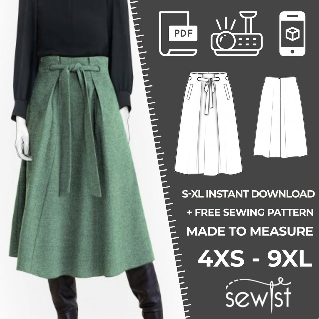 2364 Skirt Sewing Pattern PDF S-M-L-XL or Made to Measure - Etsy