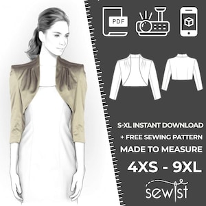 4159 Bolero PDF Sewing Pattern - S-M-L-XL or Made to Measure Sewing Pattern PDF Download