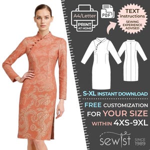 2572 Damenkleid Schnittmuster PDF - S, M,L,XL / Custom Size - Elegante Hochzeit, Büro, Sommerkleid, Simple Guide, Plus Sizes Petite-Tall