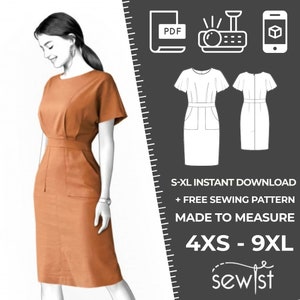 2147  Women's Dress Sewing Pattern PDF - S,M,L,XL / Custom Size - Wedding, Prom, Office, Summer, Party, Simple Guide, Plus Sizes Petite-Tall