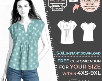Patrón de costura superior 2608 PDF - S-M-L-XL o patrón de costura a medida PDF Descargar