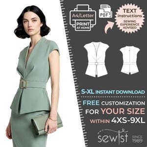 2533 Västmönster PDF-nedladdning, S-M-L-XL eller gratis måttbeställd personalisering, royaltyfritt för personligt eller kommersiellt bruk