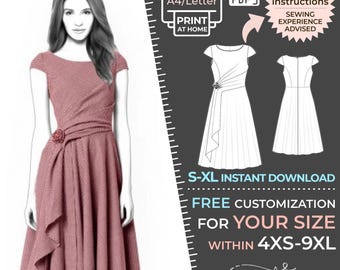 sachin and babi light blue dress Women's Long Casual Dress Sewing Pattern PDF - 4xs-9xl/custom Size -  Elegant Wedding, Office, Summer Dress, Simple, Plus Sizes Petite-tall