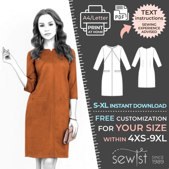 2529 Women's Dress Sewing Pattern PDF - S,M,L,XL / Custom Size - Elegant  Wedding, Office, Summer Dress, Simple Guide, Plus Sizes Petite-tall - Etsy