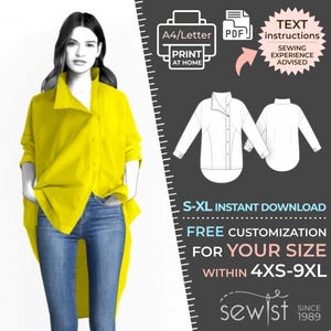 2587 Shirt Schnittmuster PDF - S-M-L-XL or Maß Schnittmuster PDF Download Royalty Free für den persönlichen, kommerziellen Gebrauch