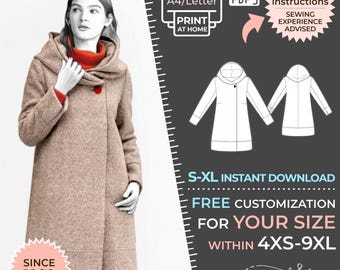 2191 Coat Sewing Pattern PDF - S-M-L-XL or Made to Measure Sewing Pattern PDF Download Royalty Free for Personal, Commercial Use