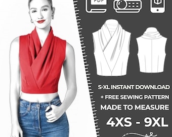 2501 Vest Sewing Pattern PDF Download, S-M-L-XL or Free Made to Measure Personalization, Royalty Free Personal or Commercial Use