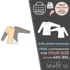 4885 Blouse - S-M-L-XL or Made to Measure Sewing Pattern PDF Download