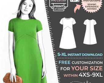 2509 Women's Dress Sewing Pattern PDF - S,M,L,XL / Custom Size - Elegant Wedding, Office, Summer Dress, Simple Guide, Plus Sizes Petite-Tall