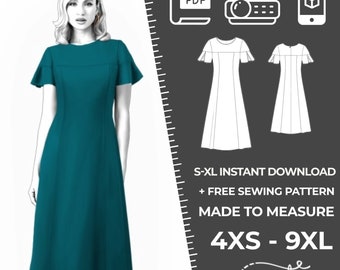 2650 Patron de couture de robe femme PDF - S, M, L, XL / Taille personnalisée - Mariage élégant, Bureau, Robe d'été, Guide simple, Grandes tailles Petite-Tall