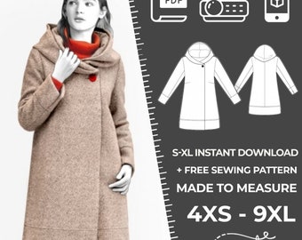 2191 Coat Sewing Pattern PDF - S-M-L-XL or Made to Measure Sewing Pattern PDF Download Royalty Free for Personal, Commercial Use