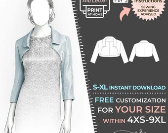5865 Bolero PDF Sewing Pattern - S-M-L-XL or Made to Measure Sewing Pattern PDF Download