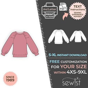 2367 Blouse, Top Sewing Pattern PDF - S-M-L-XL or Made to Measure Sewing Pattern PDF Download Royalty Free for Personal, Commercial Use
