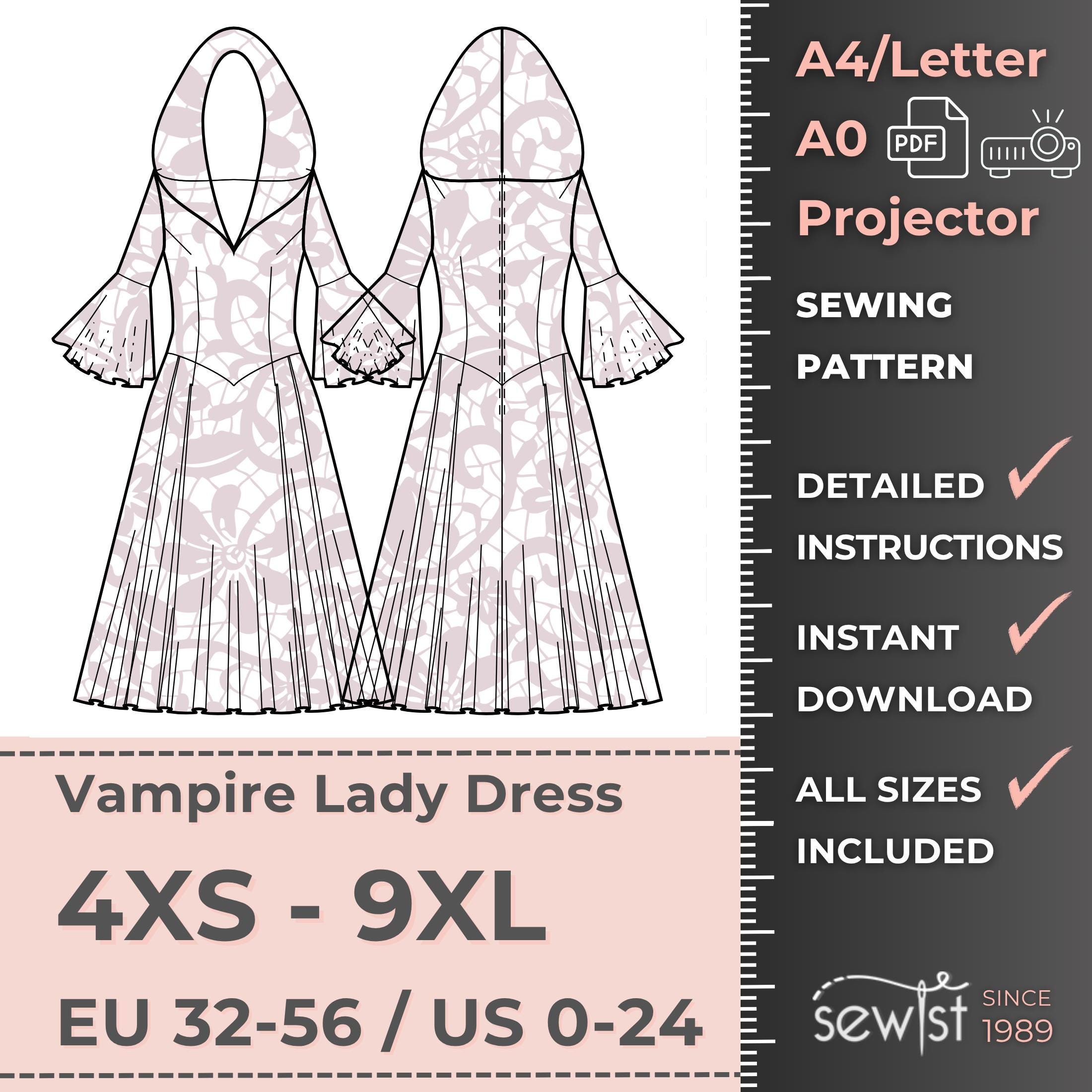 【セット販売】Women's Dress Patterns 本 パターン Cosplay Vampire Dress, Women Dress Sewing Pattern,sizes 4XS-9XL