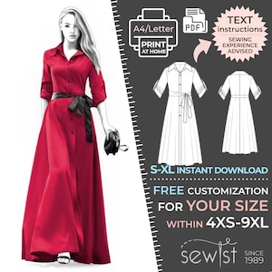 4532 Women&#39;s Dress Sewing Pattern PDF - S,M,L,XL / Custom Size - Elegant Wedding, Office, Summer Party, Simple Guide, Plus Sizes Petite-Tall