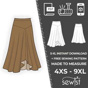 4186 PDF Skirt Sewing Pattern - S-M-L-XL or Made to Measure Sewing Pattern PDF Download