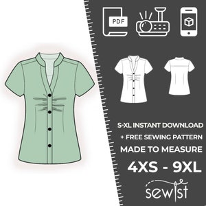 2426 Blouse - S-M-L-XL or Made to Measure Sewing Pattern PDF Download