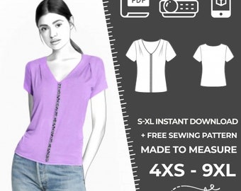 2479 PDF Top Sewing Pattern - S-M-L-XL or Made to Measure Sewing Pattern PDF Download