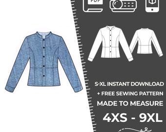 2284 Jacket Sewing Pattern - S-M-L-XL or Made to Measure Sewing Pattern PDF Download