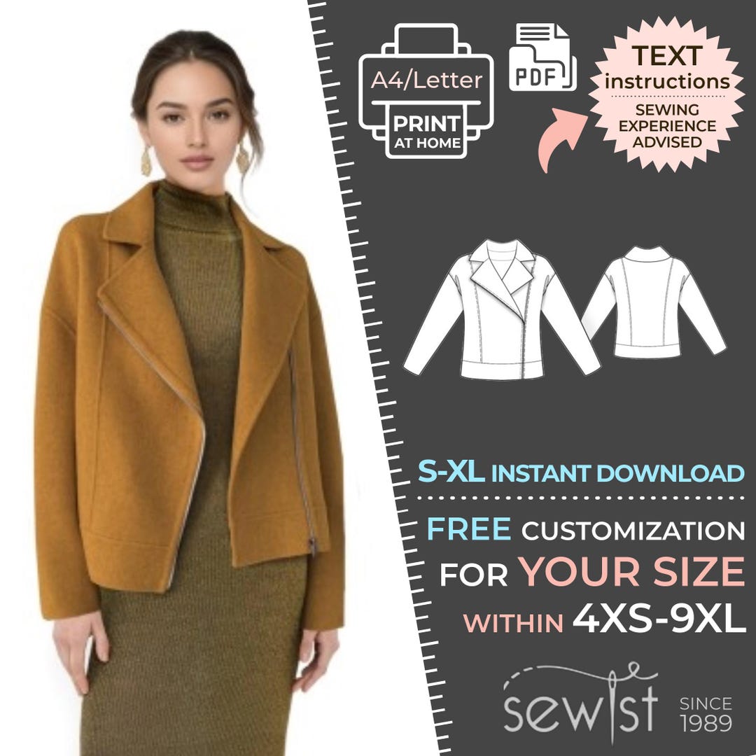 2673 Jacket Sewing Pattern PDF Download, S-M-L-XL or Free Made to ...