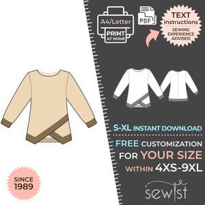 2301 Blouse - S-M-L-XL or Made to Measure Sewing Pattern PDF Download