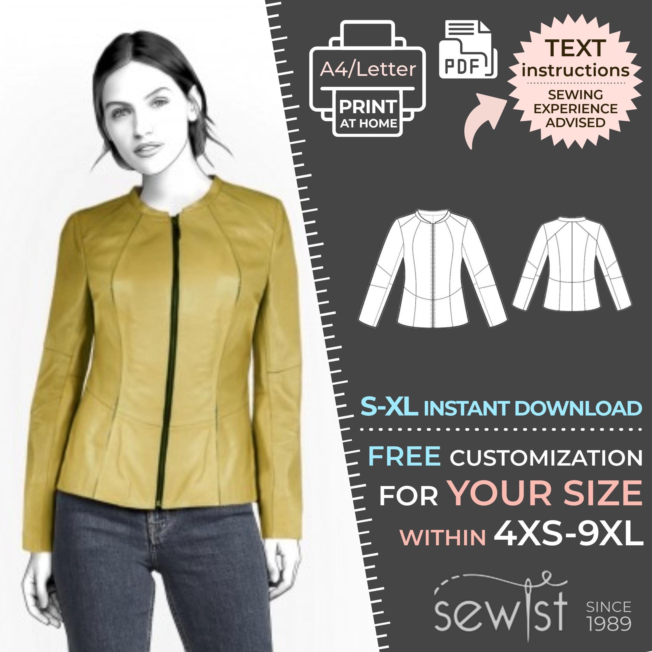 4973 Leather / Denim Jacket PDF Sewing Pattern - S-M-L-XL or Made to ...